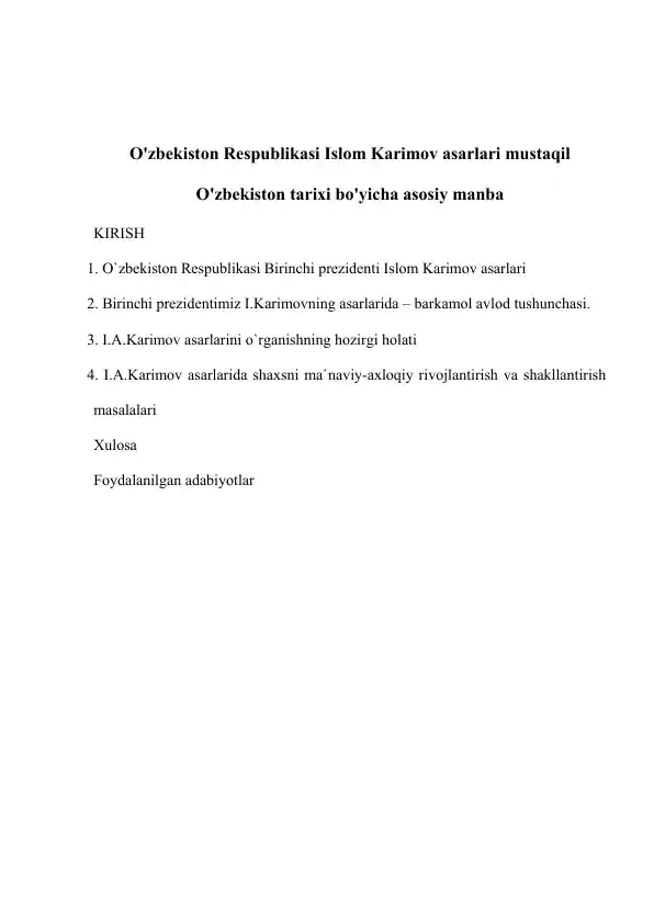 Islom Karimov asarlari