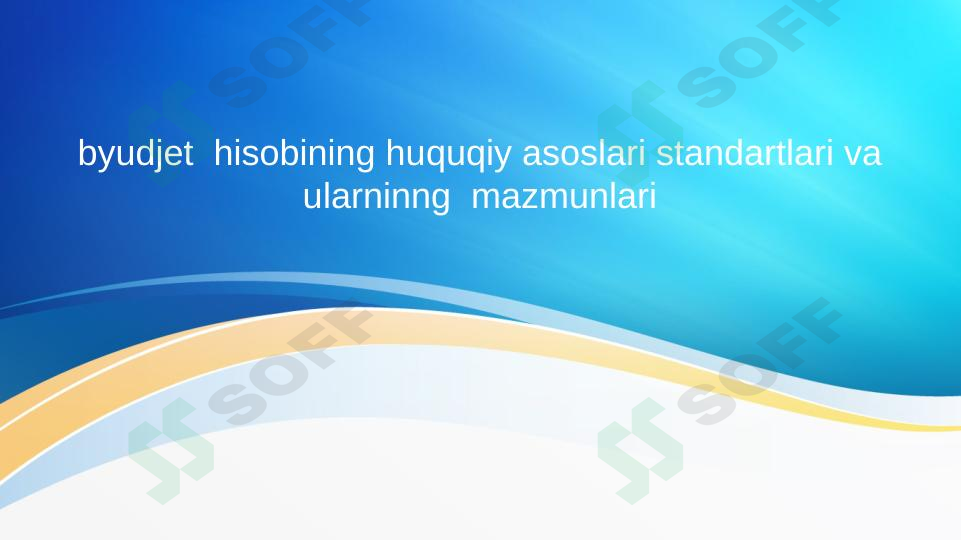 byudjet hisobining huquqiy asoslari standartlari va ularninng mazmunlari