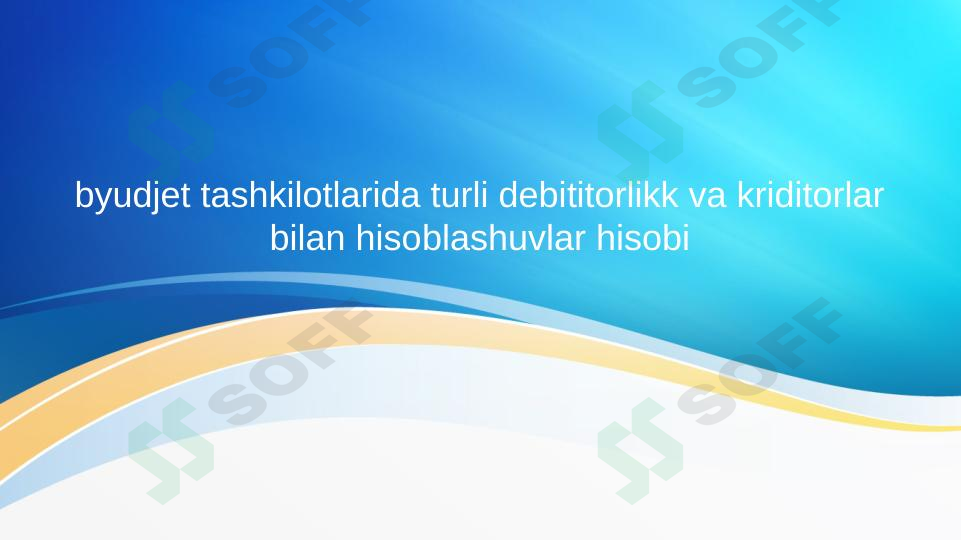 byudjet tashkilotlarida turli debititorlikk va kriditorlar bilan hisoblashuvlar hisobi