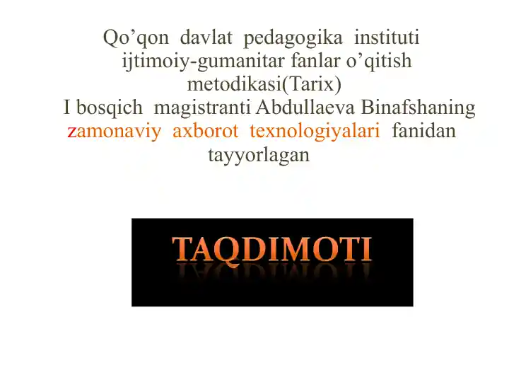 Ijtimoiy-gumanitar fanlar o’qitish metodikasi
