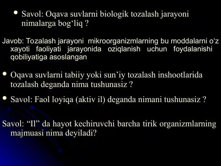 Biologik tozalash usullari