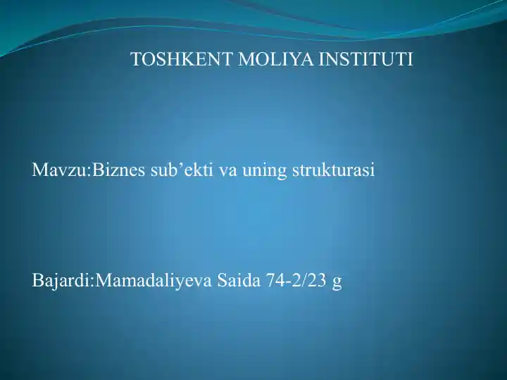 Biznessub’ektivauningstrukturasi