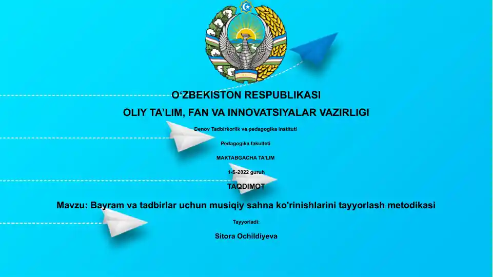 Bayram va tadbirlar uchun musiqiy sahna ko'rinishlarini tayyorlash metodikasi