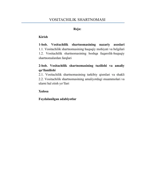 Vositachilik Shartnomasi