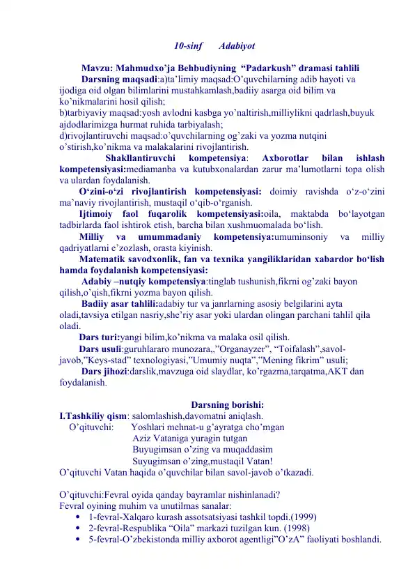 Mahmudxo’ja Behbudiyning “Padarkush” dramasi tahlili