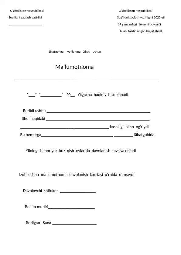 Sihatgohga yo'llanma