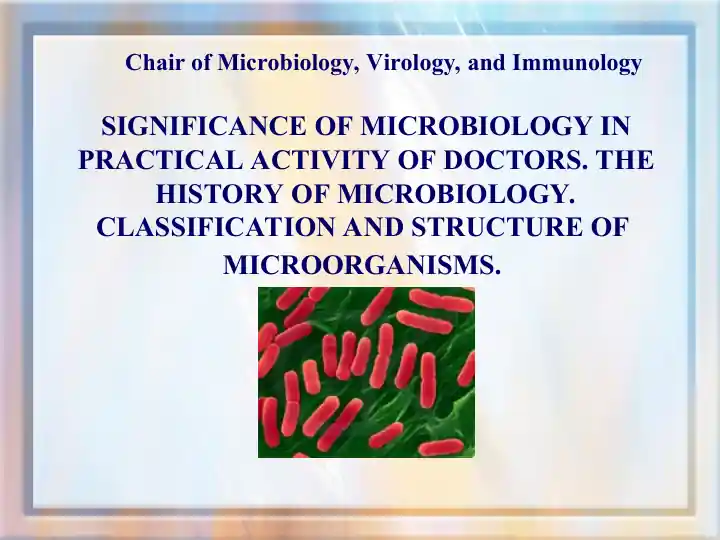 Microbiology in Practical Activity of Doctors