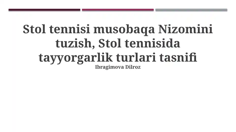 Stol tennisi turniri qoidalari