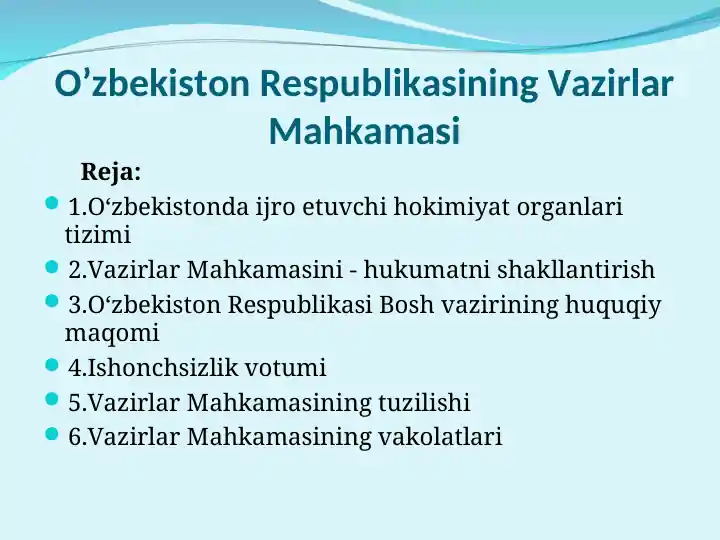 O‘zbekiston Respublikasining Vazirlar Mahkamasi