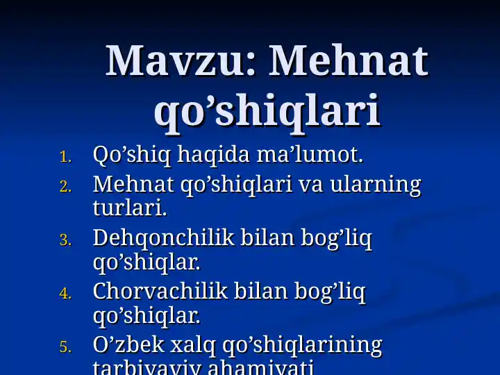 Mehnat qo’shiqlari