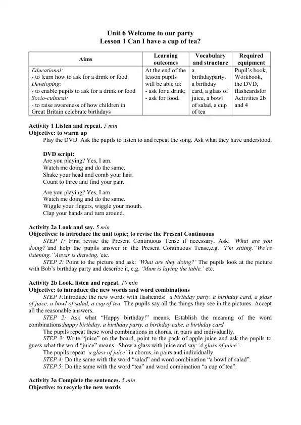 Unit 6 Welcome to our party