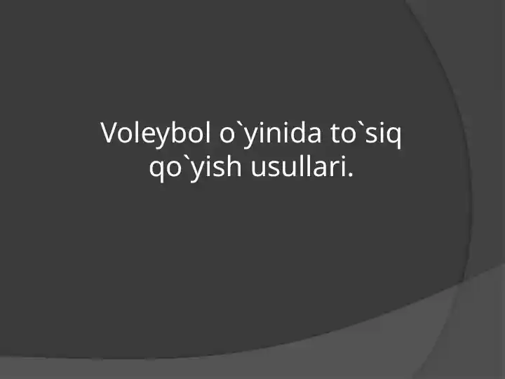 Voleybol o‘yini taqdimoti