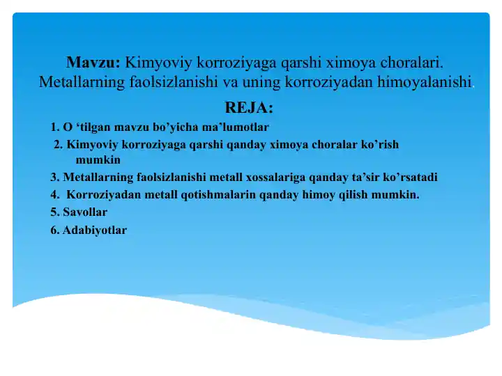 Kimyoviy korroziyaga qarshi ximoya choralari