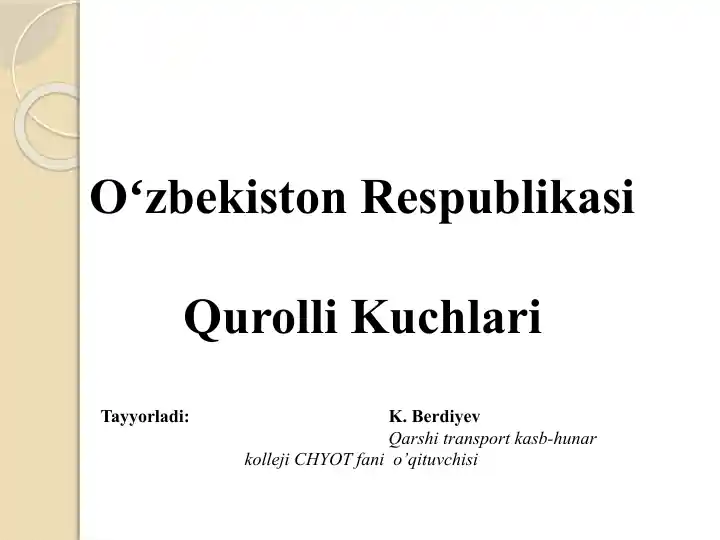 Oʻzbekiston Respublikasi Qurolli Kuchlari