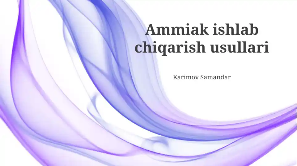 Ammiak ishlab chiqarish usullari