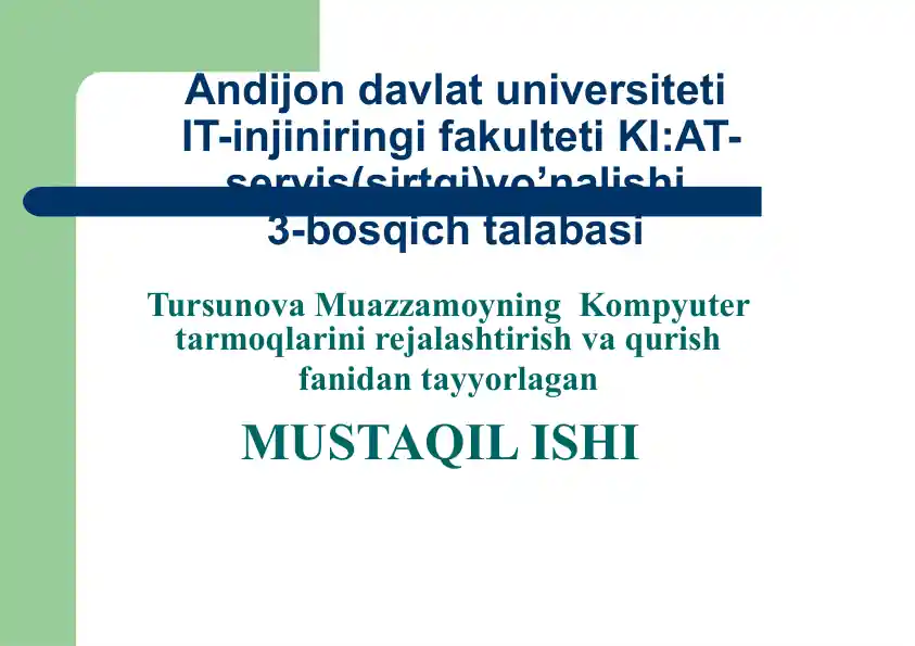 Kompyuter tarmoqlari va lokal tarmoklar