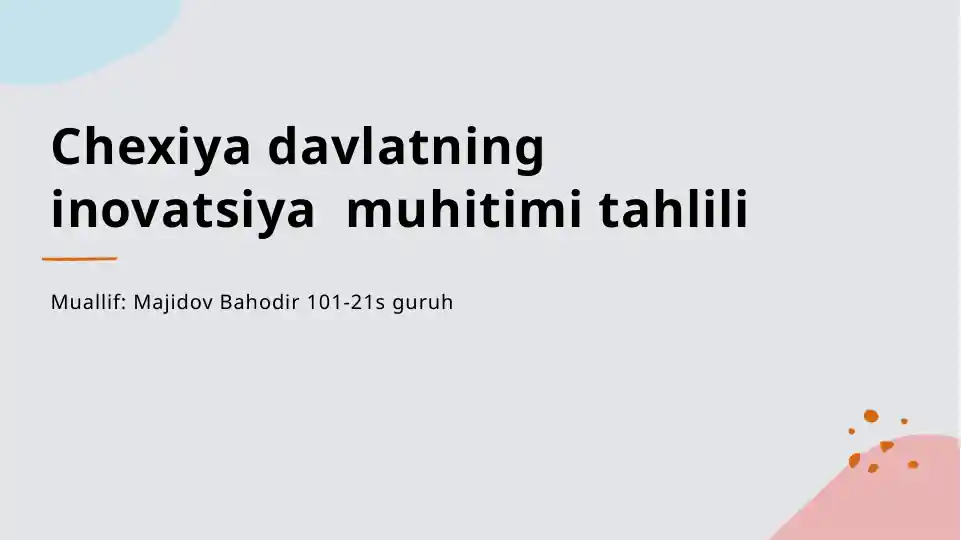 Chexiya davlatning inovatsiya muhitimi tahlili