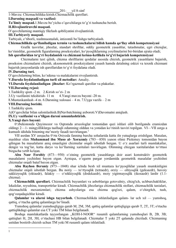 Chizmachilikka kirish.Chizmachilik qurollari