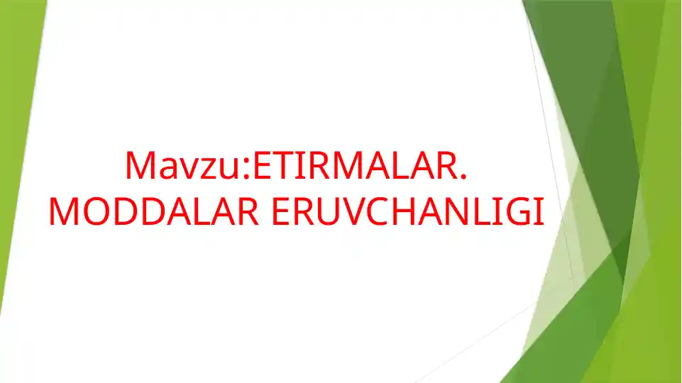 Elektrolit va Noelektrolit Moddalar Eruvchanligi