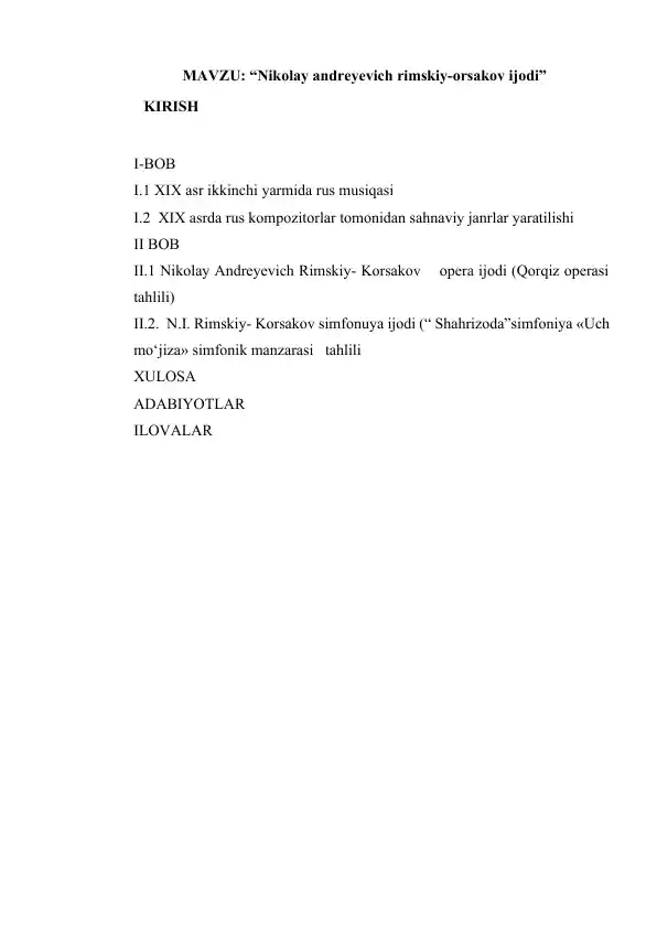 Nikolay Andreyevich Rimskiy orsakov ijodi