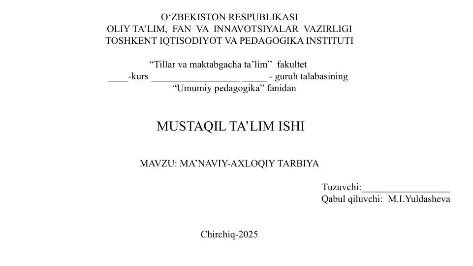 Ma'naviy-axloqiy tarbiya