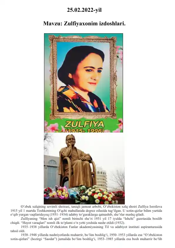 Zulfiyaxonim izdoshlari