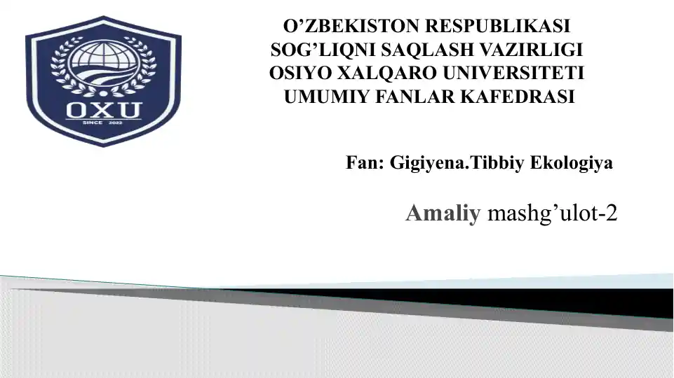 Shaxsiy Ovqatlanishning adekvatligini o’rganish