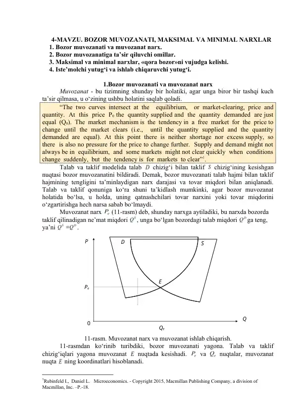Bozor Muvozanati va Muvozanat Narx
