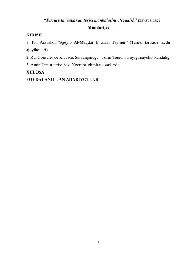 Temuriylar davri tarixi davri manbalarini o'rganish