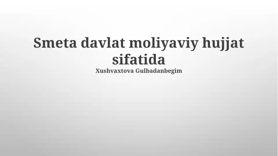 Smeta davlat moliyaviy hujjat sifatida