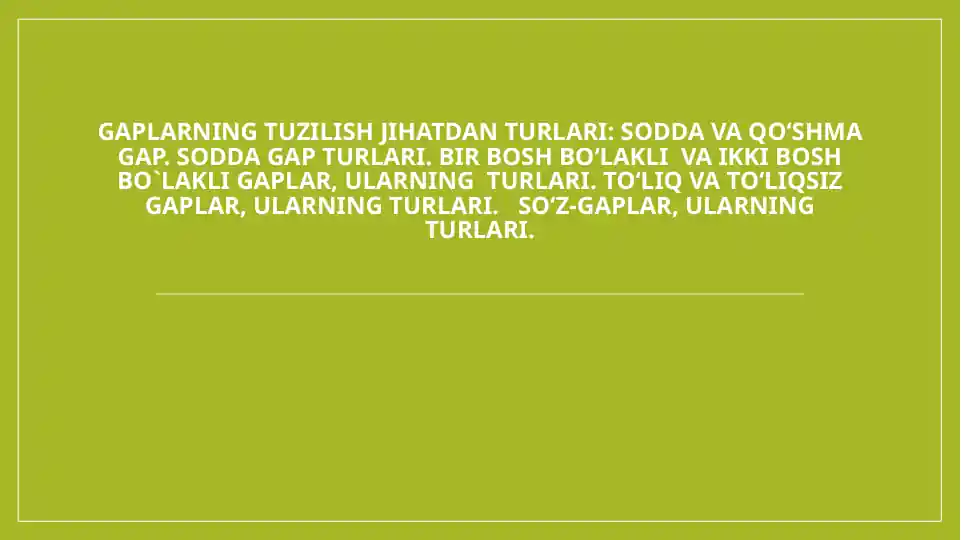 Sodda va Qo'shma Gap