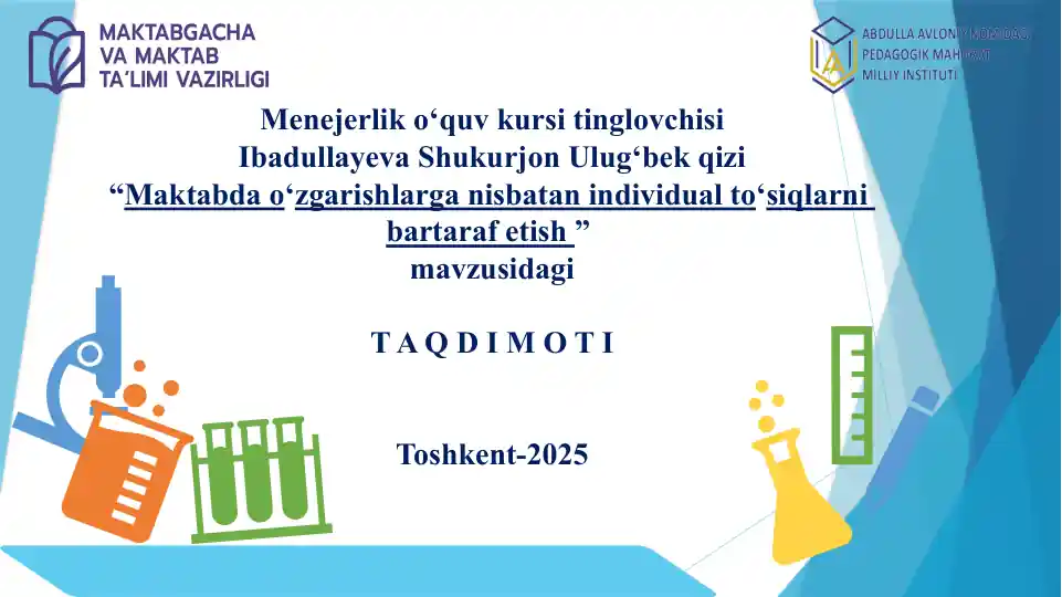 Ibadullayeva Shukurjon Ulug‘bekqizi, Menejerlik o‘quv kursi tinglovchisi