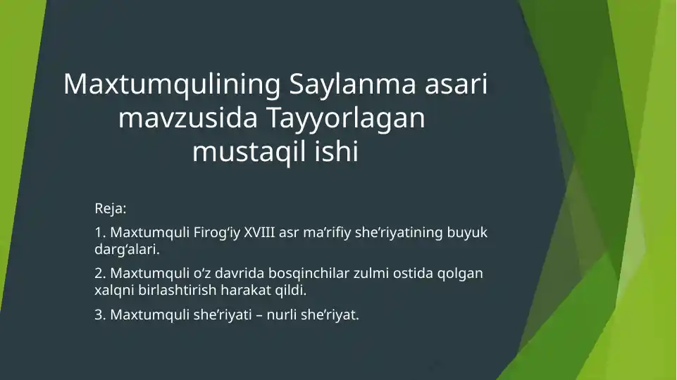 Maxtumqulining Saylanmaasari