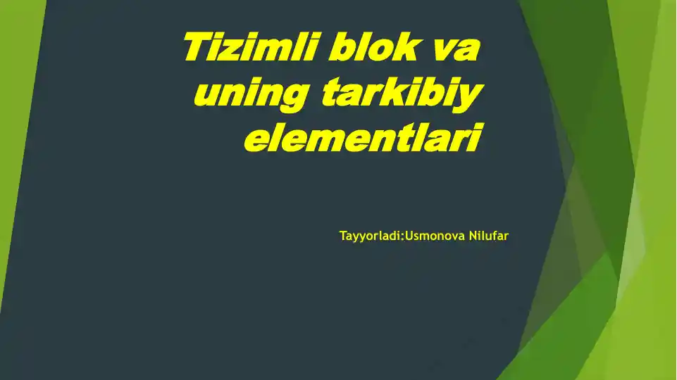 Tizimli blok va uning tarkibiy elementlari