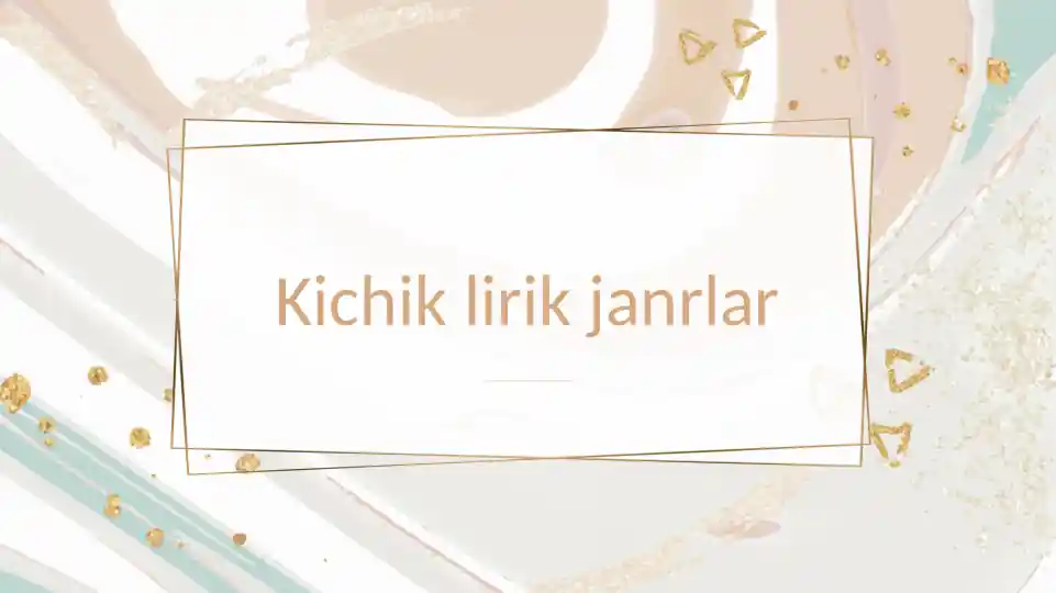 Kichik lirik janrlar
