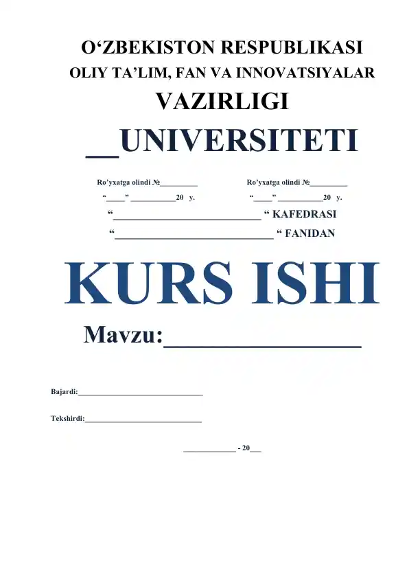 Kurs ishi: Iqtisodiy inqiroz va uning o‘rganilishi