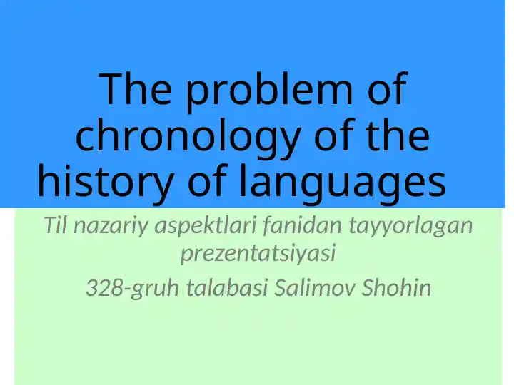 The problem of chronology of the history of languages