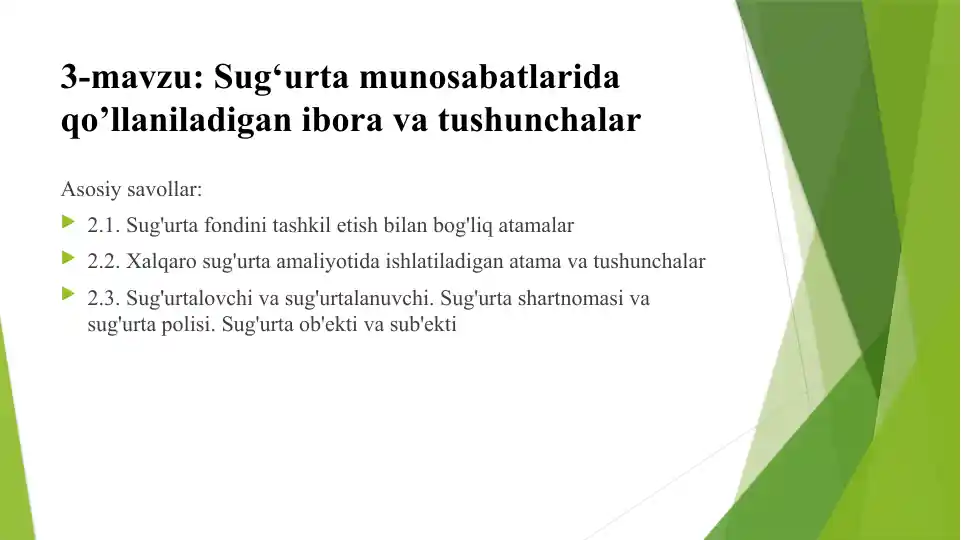 Sug'urta munosabatlarida qo'llaniladigan ibora vatu shunchalar