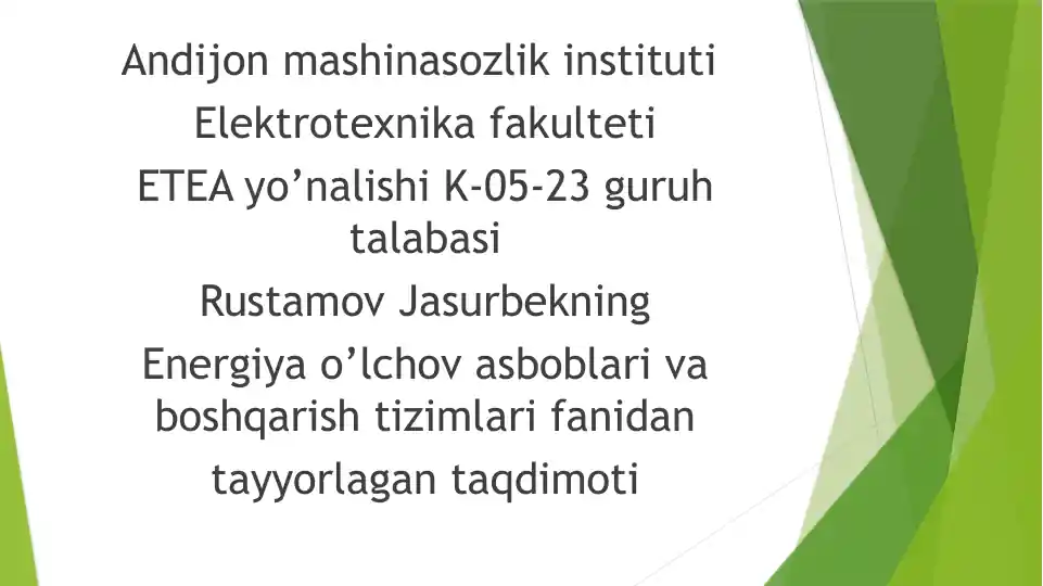 Haroratni o'lchash. Qarshilik termometrlari.