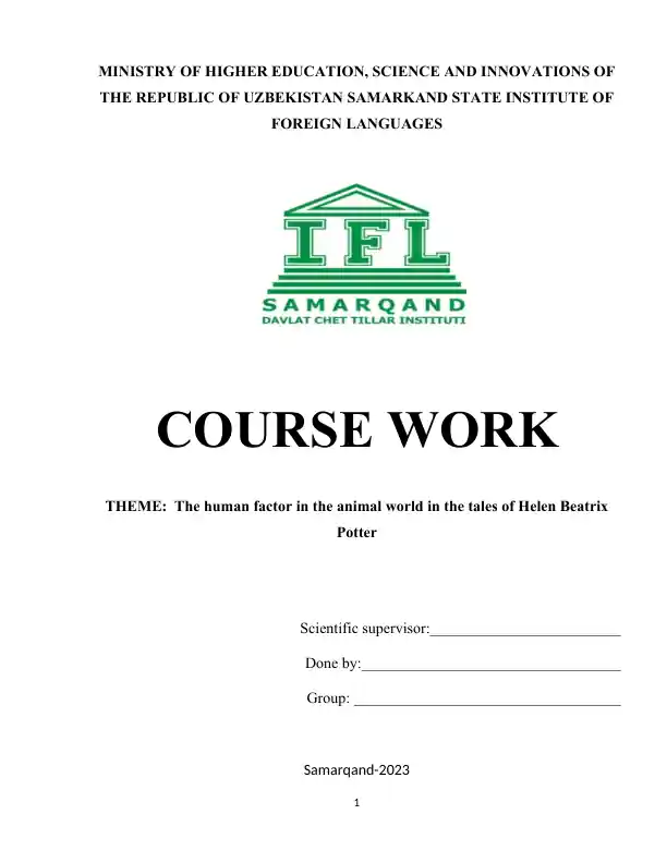 The human factor in the animal world in the tales of Helen Beatrix Potter