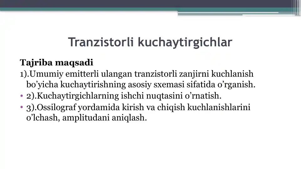 Tranzistorlikuchaytirgichlar