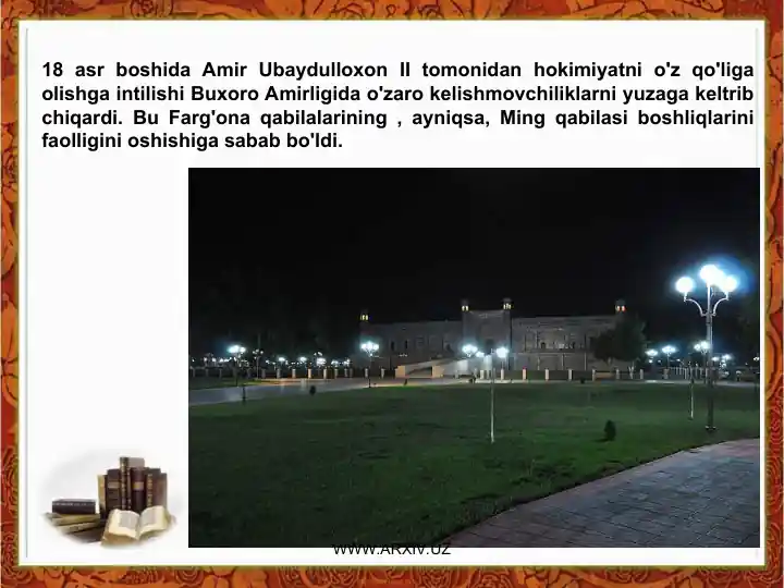 Farg'ona qabilalarining Amir Ubaydulloxon II tomonidan hokimiyatni o'z qo'liga olishi