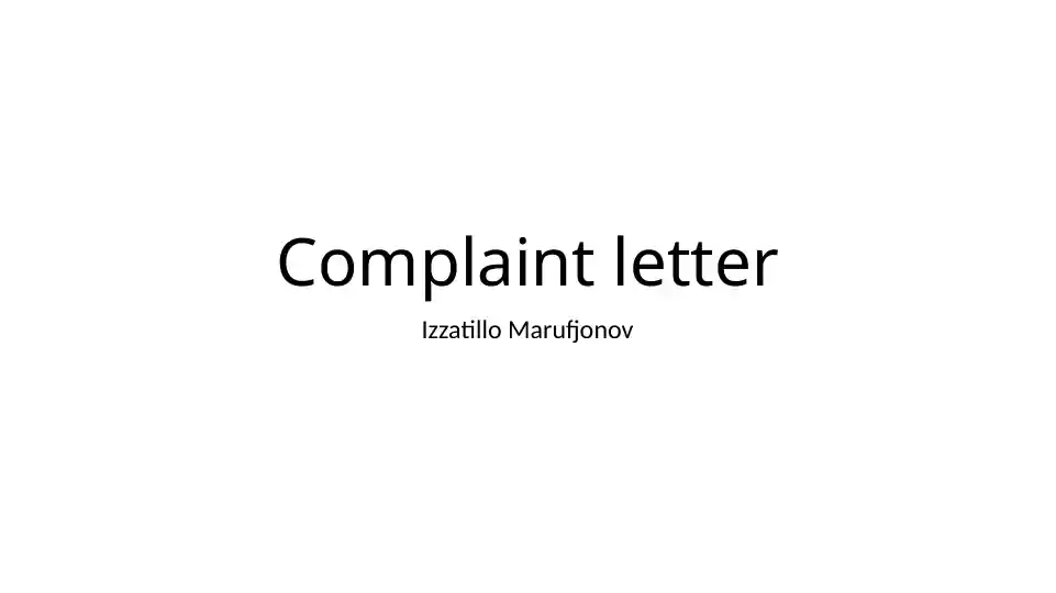 Complaint letter