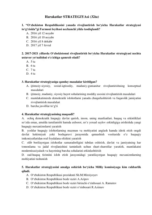 Harakatlar STRATEGIYAsi