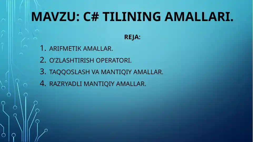 C# tilining amallari
