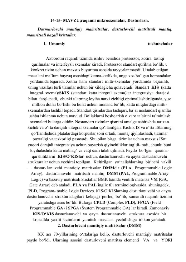 Raqamli Mikrosxemalar