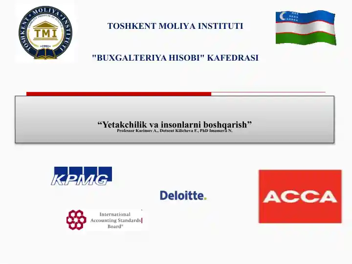 Yetakchilik va insonlarni boshqarish