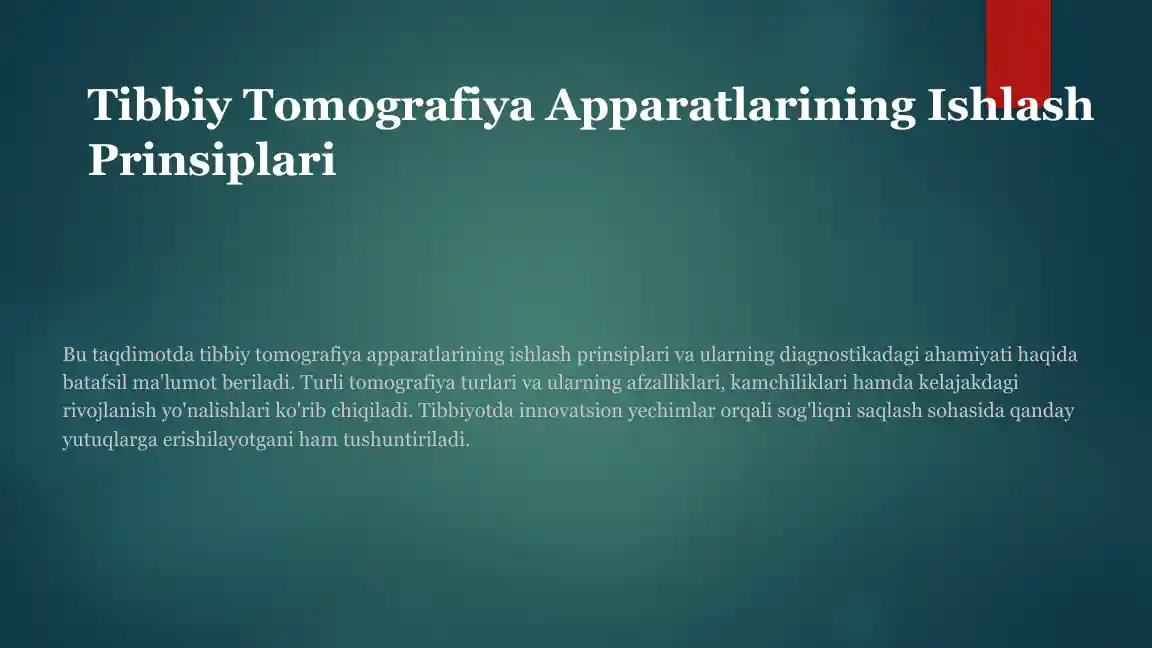 Tibbiy Tomografiya Apparatlarining Ishlash Prinsiplari