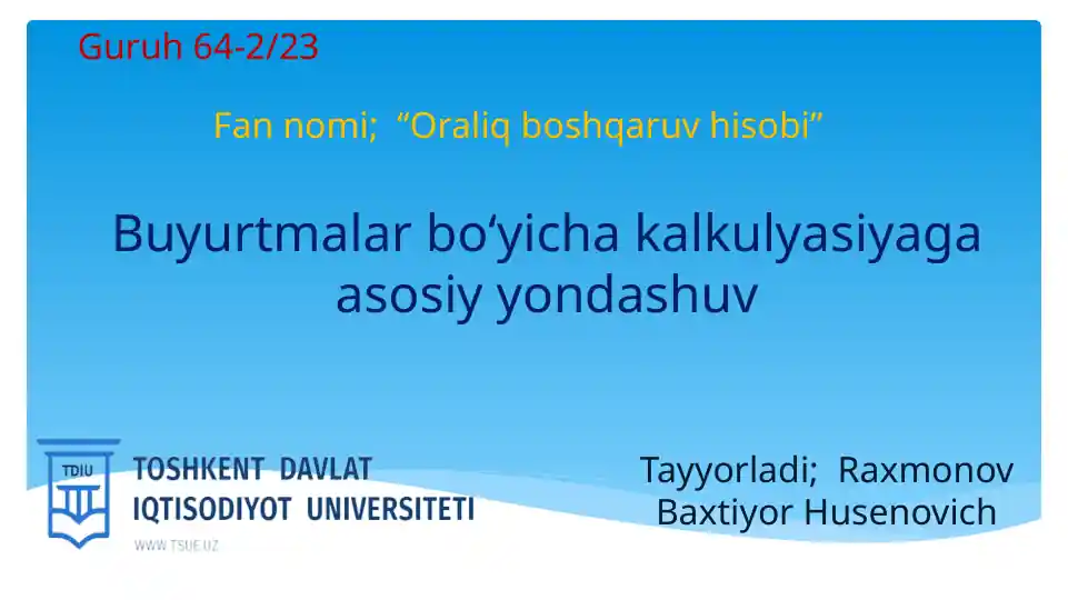 Oraliq boshqaruv hisobi