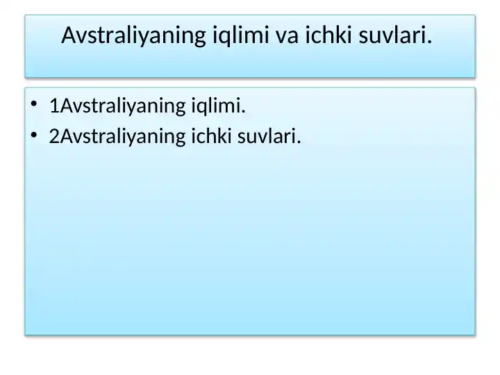 Avstraliyaning iqlimi va ichki suvlari